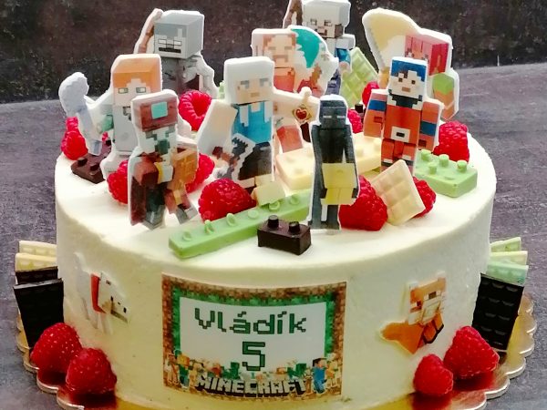 Narozeninový dort Minecraft – jedinečný dort pro kluky i holky (s možností výběru korpusu, krému a zdobení)
